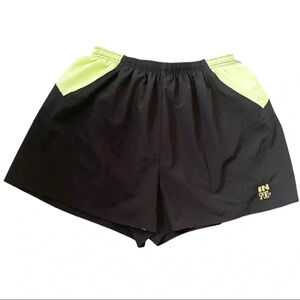 Vintage black and neon green yellow sport running shorts